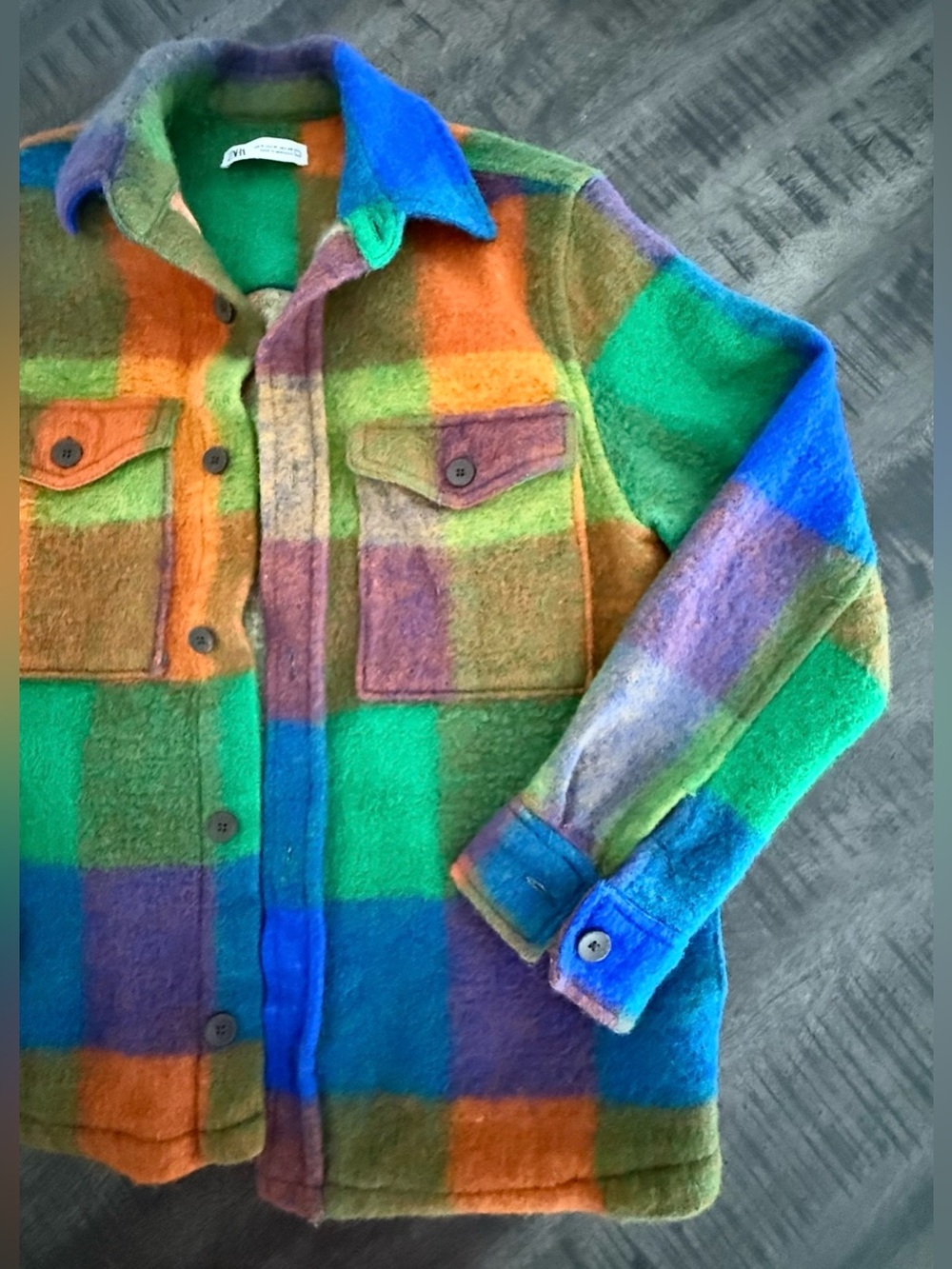 Zara Men's Plaid Performance Jacket in Green, Blue, Orange, Purple